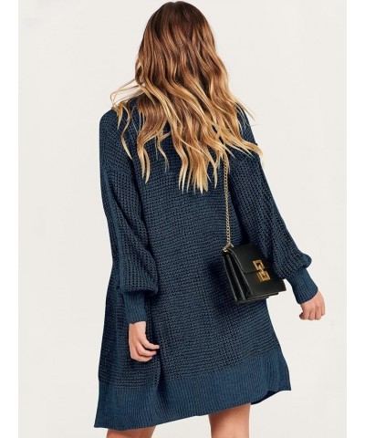 Women's Oversized Cardigan Sweater Long Sleeve Open Front Chunky Waffle Knit Ribbed Hem Coatigan Outwear Navy Blue $17.83 Swe...