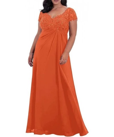 Mother of The Bride Dresses Lace Appliques Chiffon Wedding Guest Dresses for Women Beaded Formal Evening Gown Orange $36.89 D...