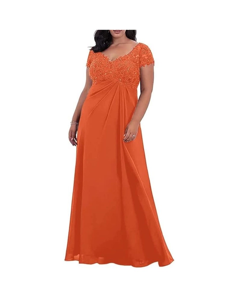 Mother of The Bride Dresses Lace Appliques Chiffon Wedding Guest Dresses for Women Beaded Formal Evening Gown Orange $36.89 D...