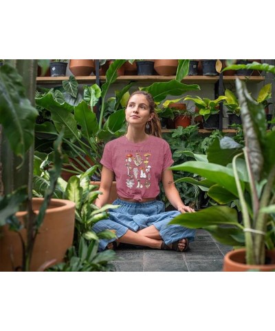 Mushroom Shirt for Women Funny Plant T Shirt Nature Lovers Cute Botanical Short Sleeve Tops Pink $13.91 T-Shirts