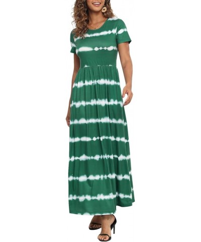 Womens Short Sleeve Summer Casual Dress Loose Flowy Maxi Dresses with Pocket MY122 Green Ink $19.74 Dresses