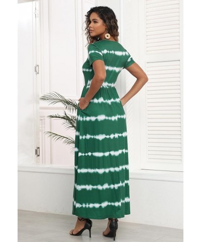 Womens Short Sleeve Summer Casual Dress Loose Flowy Maxi Dresses with Pocket MY122 Green Ink $19.74 Dresses