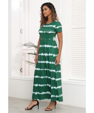 Womens Short Sleeve Summer Casual Dress Loose Flowy Maxi Dresses with Pocket MY122 Green Ink $19.74 Dresses