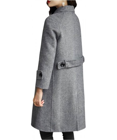 Women's Wool Blend Coat Herringbone Tweed Single Breasted Pea Coat Overcoat Grey $23.85 Coats