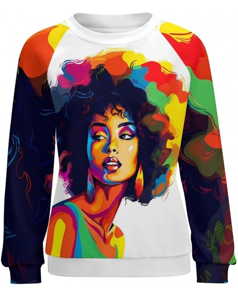 Black Women African American Tops for Women Vintage Loose Crew Neck Long Sleeve Spring Fall Sweatshirt Aibkgl006 $23.93 Hoodi...