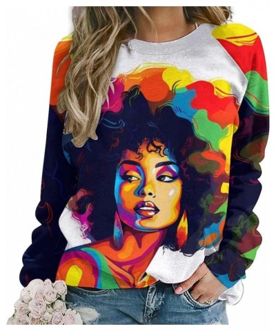 Black Women African American Tops for Women Vintage Loose Crew Neck Long Sleeve Spring Fall Sweatshirt Aibkgl006 $23.93 Hoodi...