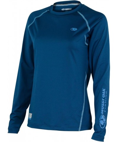 Women's Long Sleeve Performance Tech Fishing Shirt Deep Sea Blue $12.30 Activewear