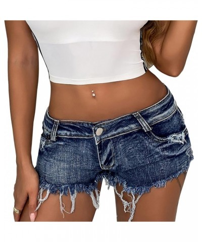 Womens Sexy Low Rise Mini Denim Shorts Hot Pants Thong Cheeky Jeans Shorts Blue $14.01 Shorts