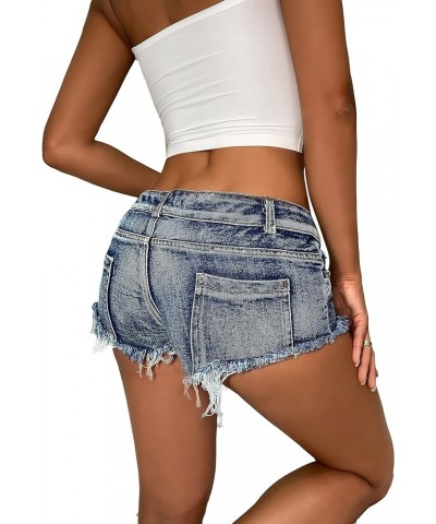 Womens Sexy Low Rise Mini Denim Shorts Hot Pants Thong Cheeky Jeans Shorts Blue $14.01 Shorts