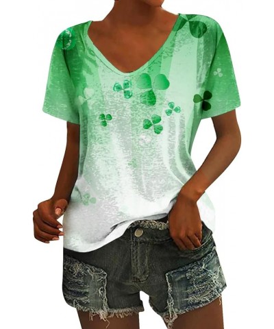 St Patricks Day Shirts for Women Irish St Patrick's Day T-Shirt Green Shamrock Tee Shirt Short Sleeves Womens Tops D-green $8...