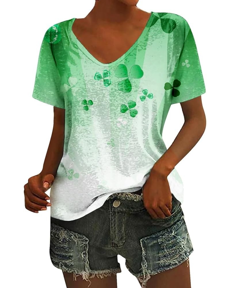 St Patricks Day Shirts for Women Irish St Patrick's Day T-Shirt Green Shamrock Tee Shirt Short Sleeves Womens Tops D-green $8...