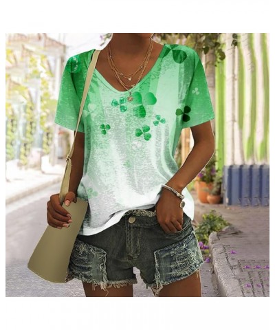 St Patricks Day Shirts for Women Irish St Patrick's Day T-Shirt Green Shamrock Tee Shirt Short Sleeves Womens Tops D-green $8...