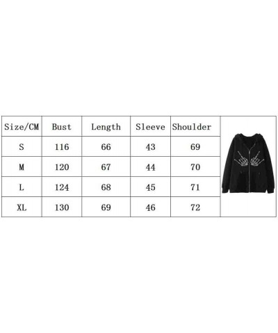 Women Full Zip Up Hoodies Y2K Spider Web Rhinestone Oversized Hoodie Over Face Skull Jackets Punk Streetwear H Black2 $14.33 ...