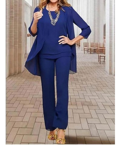 3 PC Chiffon Mother of The Bride Pants Suits Wedding Guest Outfit Formal Evening Dress Wedding Party Outfit Grape $39.20 Suits