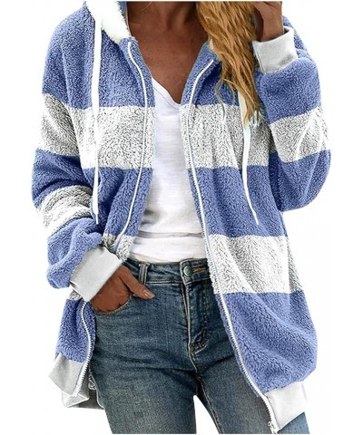 Womens Long Coat Sherpa Jacket for Women Winter Long Sleeve Full Zip Hoodies Oversized Fuzzy Fleece Teddy Coats 07-sky Blue $...