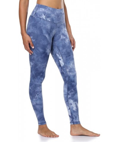 Women's Ultra Soft High Waisted Seamless Leggings Tummy Control Yoga Pants Blue Tie Dye $15.50 Leggings