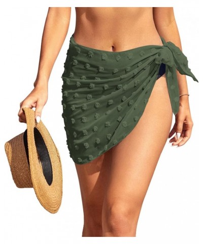 Women's Sarong Swimsuit Cover Ups Bathing Suit Coverups Chiffon Beach Wrap Skirts S-3XL C-Swiss dot Swiss Dot-army Green $5.8...