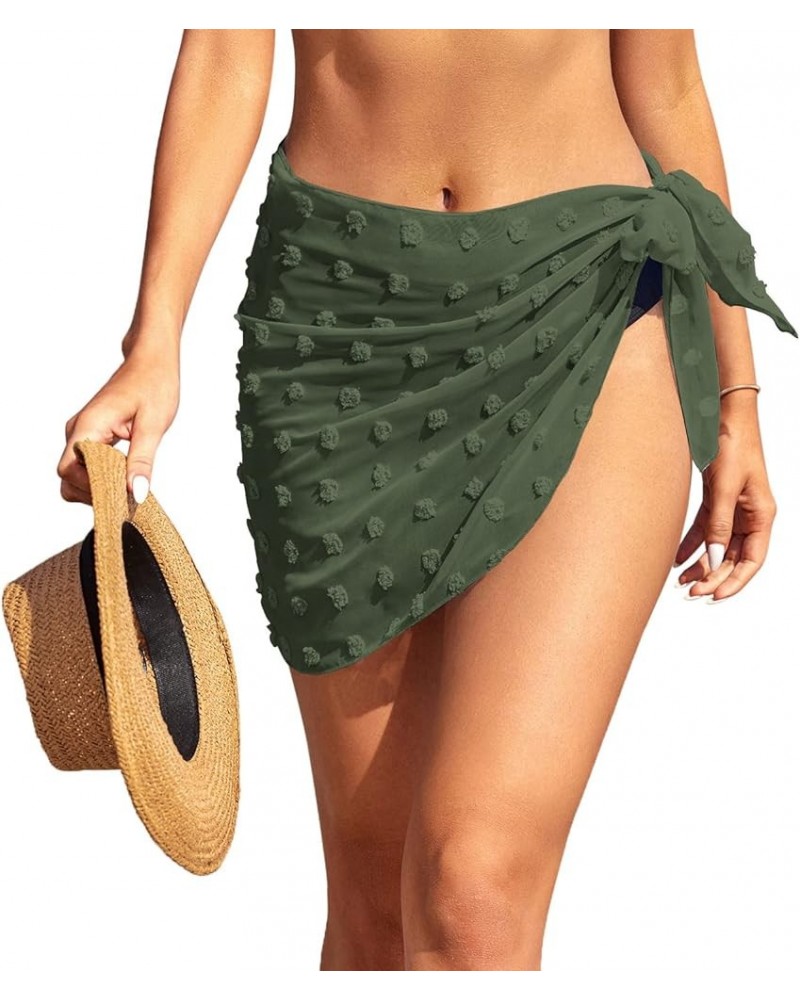 Women's Sarong Swimsuit Cover Ups Bathing Suit Coverups Chiffon Beach Wrap Skirts S-3XL C-Swiss dot Swiss Dot-army Green $5.8...