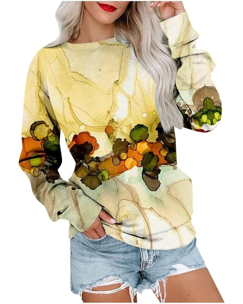 Womens Crewneck Sweatshirts Long Sleeve Fall Shirts Trendy Casual Oversized Sweatshirts Pullover Tops Y2K Clothes 2-yellow $8...