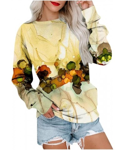 Womens Crewneck Sweatshirts Long Sleeve Fall Shirts Trendy Casual Oversized Sweatshirts Pullover Tops Y2K Clothes 2-yellow $8...