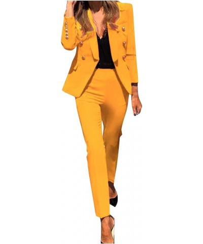 Blazer Sets Women 2 Piece Outfits Dressy Casual Two Piece Pants Set Fashion Business Casual Clothing for Work Suit Set A Yell...