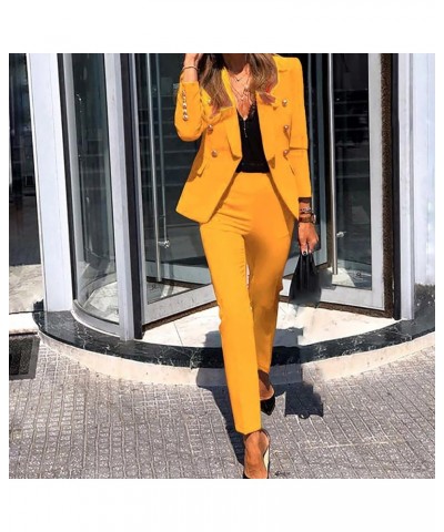 Blazer Sets Women 2 Piece Outfits Dressy Casual Two Piece Pants Set Fashion Business Casual Clothing for Work Suit Set A Yell...