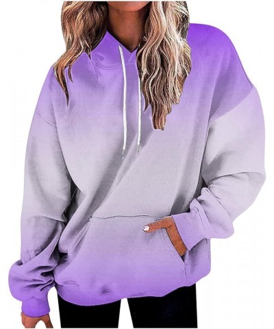 Women's Oversized Hoodies Casual Gradient Print Long Sleeve Sweatshirts Pullover Fall Fashion Clothes Outfits 05-purple $11.3...