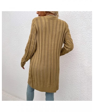 Womens Long Cardigan Sweater Open Front Long Sleeve Chunky Cable Knit Duster Outerwear Maxi 2023 Fall Jacket Coats Khaki 3 $1...