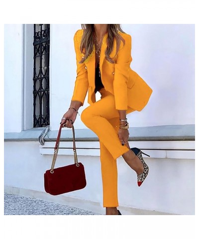 Blazer Sets Women 2 Piece Outfits Dressy Casual Two Piece Pants Set Fashion Business Casual Clothing for Work Suit Set A Yell...