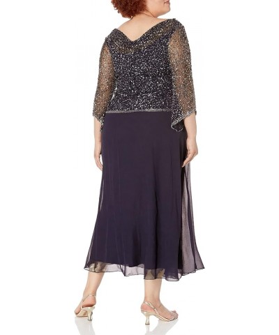 Women's Petite Long Beaded Dress with Cowl Neck Plum/Mercury/Plum $35.81 Dresses