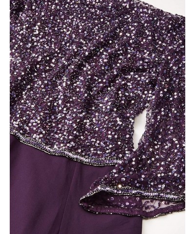 Women's Petite Long Beaded Dress with Cowl Neck Plum/Mercury/Plum $35.81 Dresses