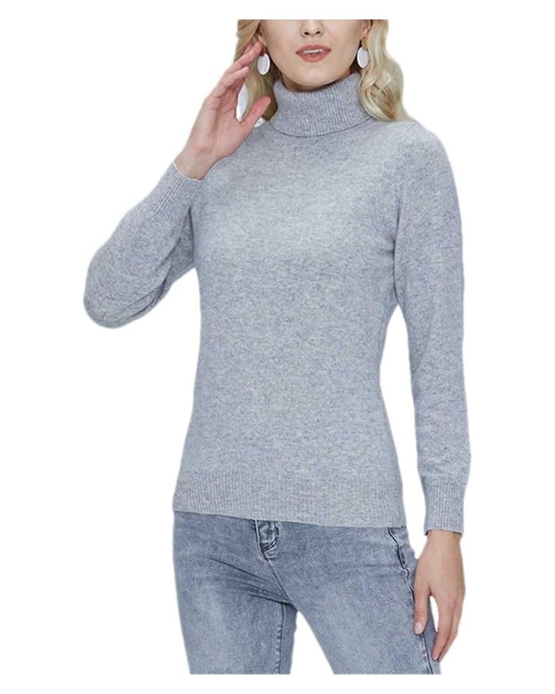 Women Turtleneck Sweater Merino Wool Autumn Knitted Pullover Jumper Women Winter Warm Sweaters Knit Top Light Gray9 $29.55 Sw...