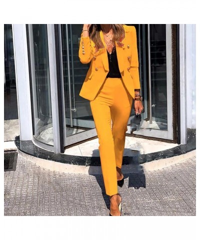 Blazer Sets Women 2 Piece Outfits Dressy Casual Two Piece Pants Set Fashion Business Casual Clothing for Work Suit Set A Yell...