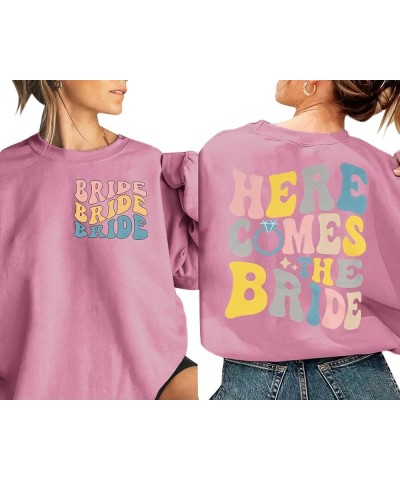 Women's Oversized Bride Sweatshirt Bachelorette Wedding Sweatshirts Honeymoon Vacation Pullover Tops Pink $14.30 Hoodies & Sw...