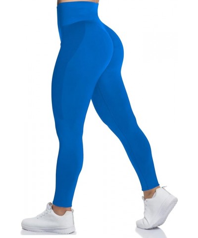 Women Amplify Seamless Scrunch Legging Tummy Control High Waisted Workout Tights Gym Yoga Pant Royalblue $11.50 Leggings