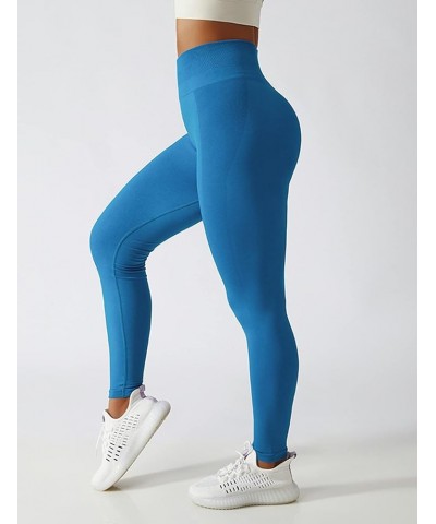 Women Amplify Seamless Scrunch Legging Tummy Control High Waisted Workout Tights Gym Yoga Pant Royalblue $11.50 Leggings