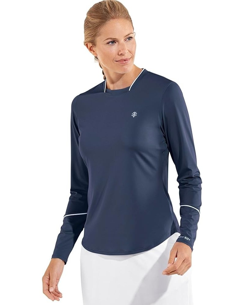 UPF 50+ Women's Match Point Long Sleeve Tee - Sun Protective Navy $25.19 Activewear