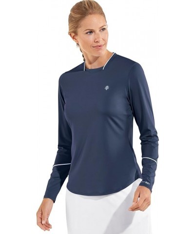 UPF 50+ Women's Match Point Long Sleeve Tee - Sun Protective Navy $25.19 Activewear