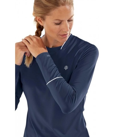 UPF 50+ Women's Match Point Long Sleeve Tee - Sun Protective Navy $25.19 Activewear