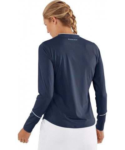 UPF 50+ Women's Match Point Long Sleeve Tee - Sun Protective Navy $25.19 Activewear