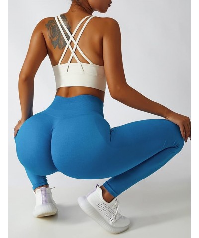 Women Amplify Seamless Scrunch Legging Tummy Control High Waisted Workout Tights Gym Yoga Pant Royalblue $11.50 Leggings