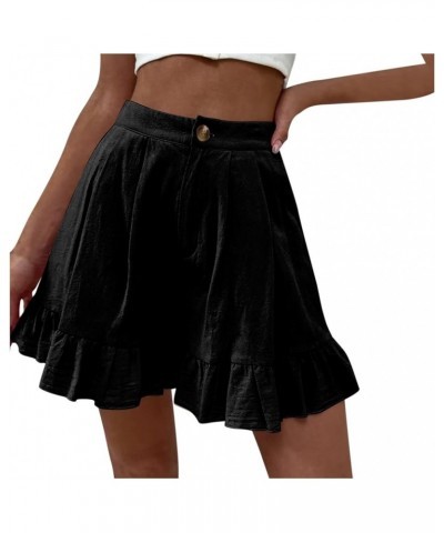 Womens Shorts for Summer Dressy, Women Wide Leg Ruffle Shorts Summer Pants Lightweight Short Pants with Pockets A44-black $6....