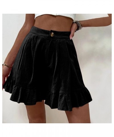 Womens Shorts for Summer Dressy, Women Wide Leg Ruffle Shorts Summer Pants Lightweight Short Pants with Pockets A44-black $6....