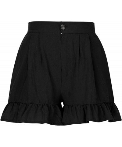 Womens Shorts for Summer Dressy, Women Wide Leg Ruffle Shorts Summer Pants Lightweight Short Pants with Pockets A44-black $6....