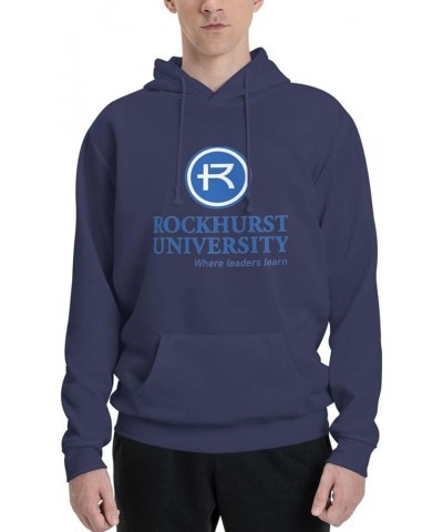 Rockhurst University Logo Womens Casual Hoodies Pullover Tops Drawstring Long Sleeve Sweatshirts Navy Blue $15.50 Hoodies & S...