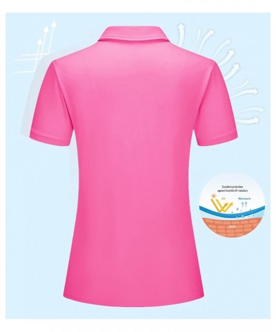 Women's Polo Shirts Short Sleeve UPF 50+ Sun Protection Golf Polo Shirts for Women Dry Fit Quick Dry Collared Shirt Rose Red ...