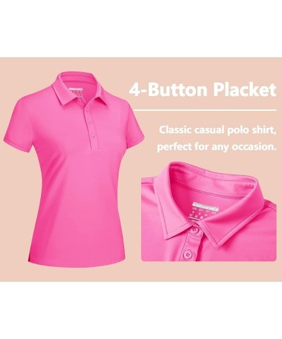 Women's Polo Shirts Short Sleeve UPF 50+ Sun Protection Golf Polo Shirts for Women Dry Fit Quick Dry Collared Shirt Rose Red ...