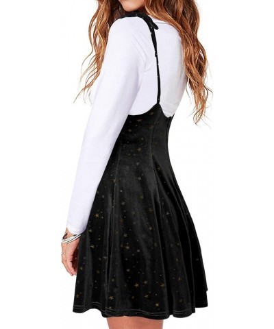 Women's Suspender Skirts Basic High Waist Versatile Flared Skater Skirt Overall Dress Velvet Twinkle Star-black $17.20 Skirts