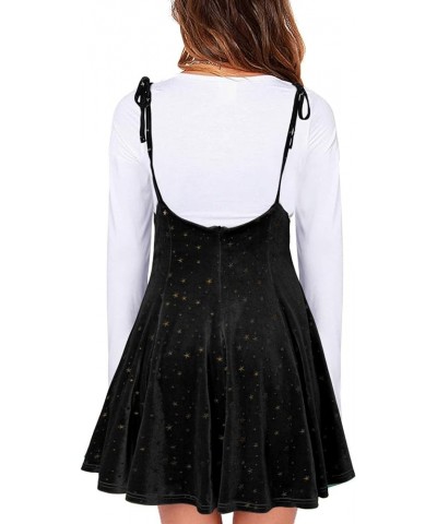 Women's Suspender Skirts Basic High Waist Versatile Flared Skater Skirt Overall Dress Velvet Twinkle Star-black $17.20 Skirts