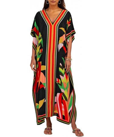 Women Plus Size Kaftan Dress Swimsuit Cover Up Caftan Maxi Beach Dresses C-black 2 $15.05 Swimsuits